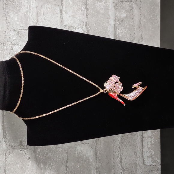 Betsy Johnson Crystal Embellished High Heel Shoe Necklace - Picture 2 of 10